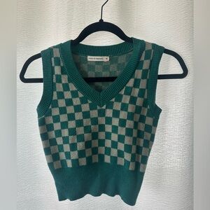 moon & madison Green and Beige Checker Knit Vest